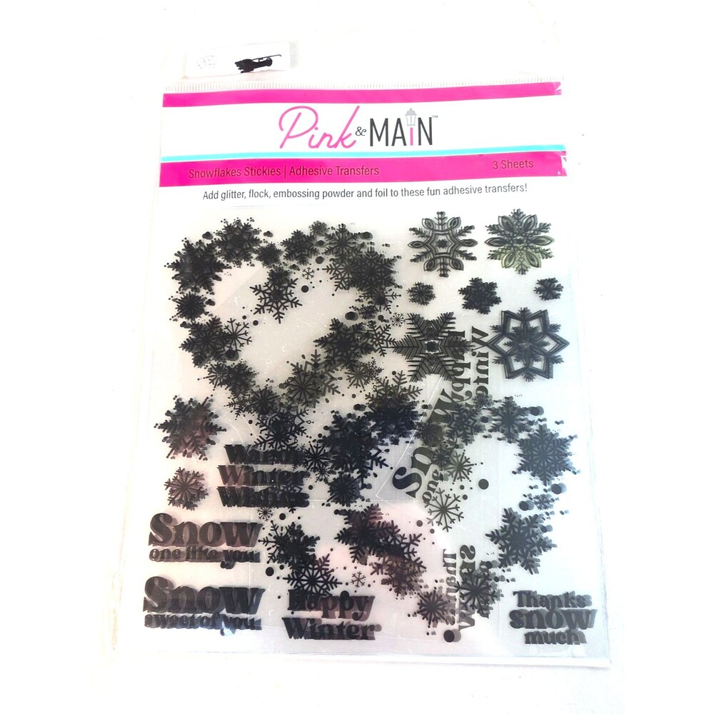 New Pink & Main Snowflakes stickies Adhesive Transfers 3 sheets Christmas Crafts
